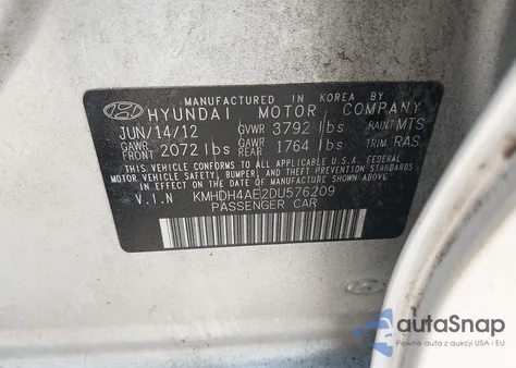 2013 Hyundai Elantra Gls from USA, damaged, VIN KMHDH4AE2DU576209